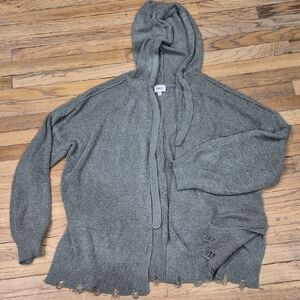 BKE Gray-Green Hooded Cardigan Sweater